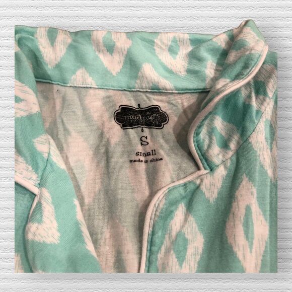 Mud Pie Night Gown Size Small Blue Green Rayon - Picture 2 of 4